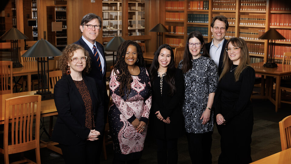 a photograph of the seven collaborators in the history department and law school